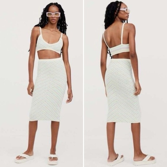 For Love And Lemons Pastel Bette Midi Skirt in Lavender Purple & Light Green - L - Picture 3 of 6